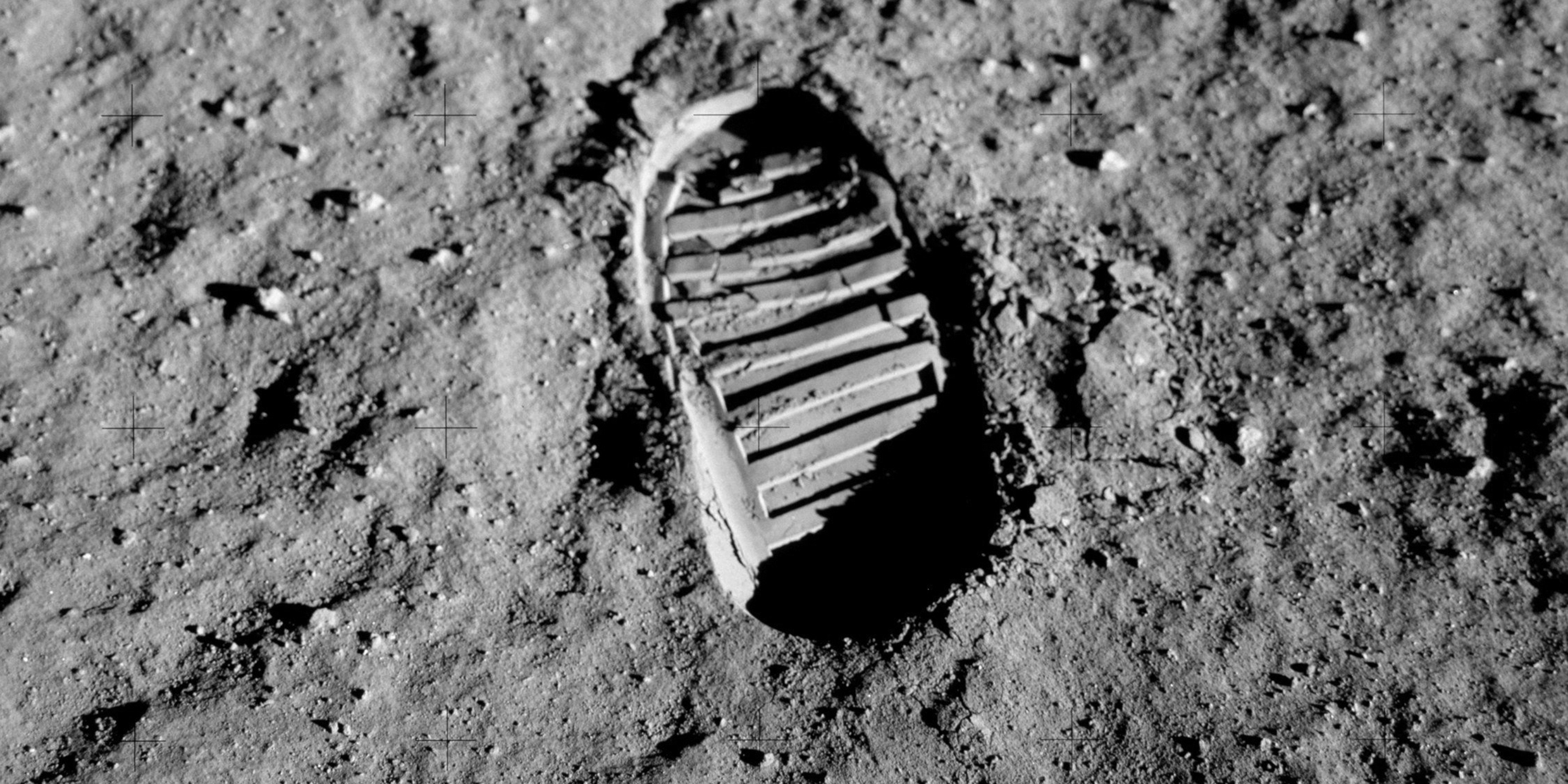 Image of bootprint on surface of the moon