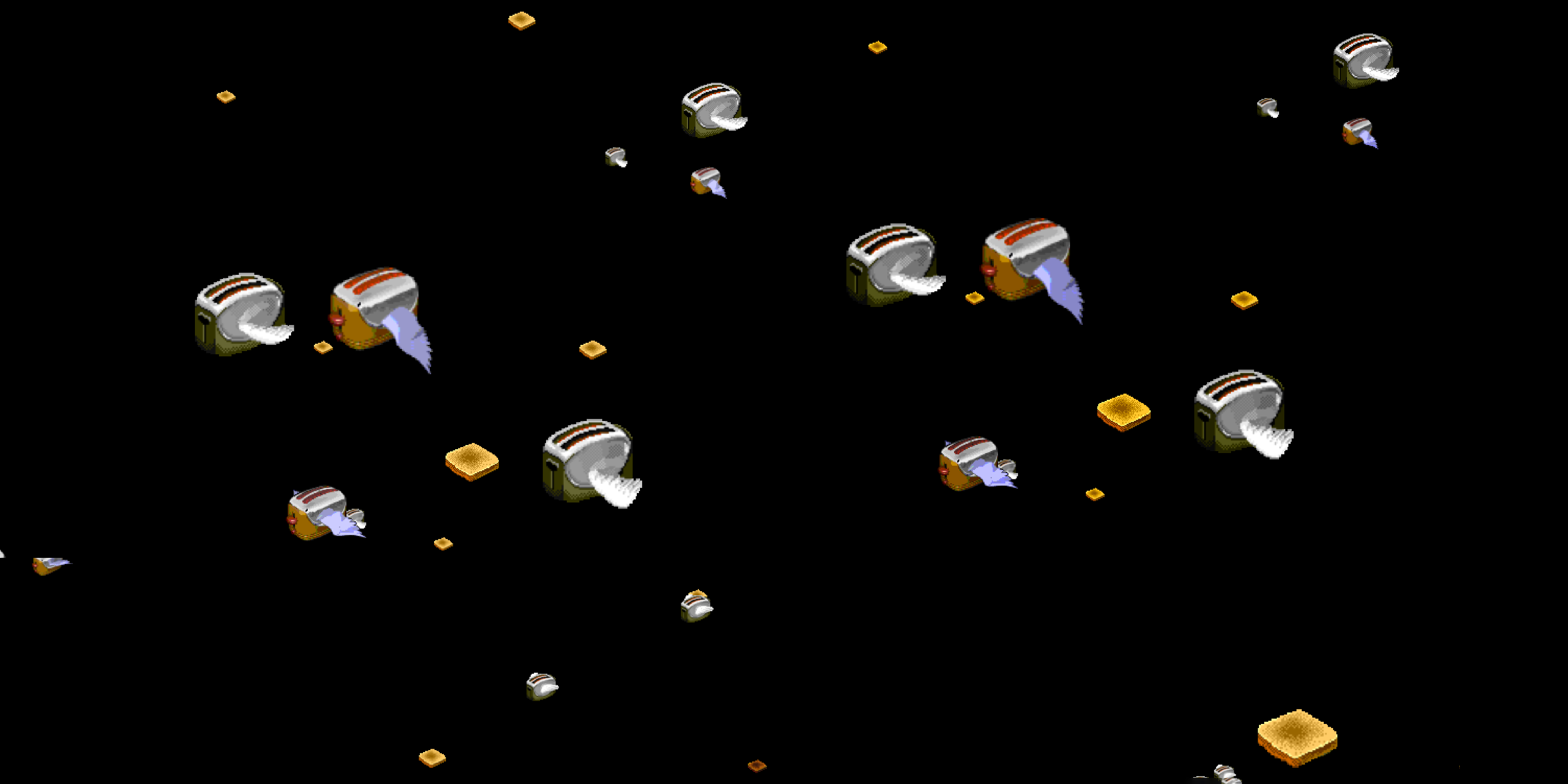 Computer image of flying toasters